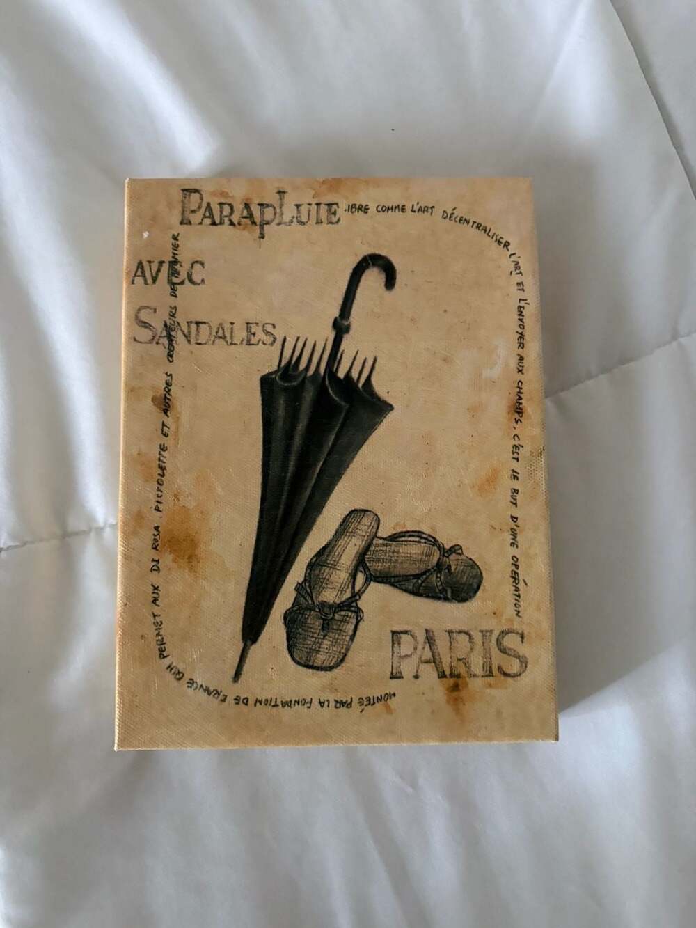 Vintage-Style French Paris Umbrella & Sandals Wall Art - Canvas Print